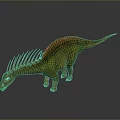 Green Dinosaur Model With Green Body Orange Red Spines And Long Tail Standing