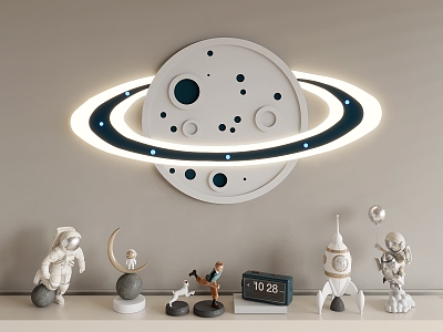 Modern wall decoration moon luminous three-dimensional wall decoration 3d model