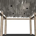 Modern Gallery Frame French Texture Paper Ceiling Grille Top Gallery Frame Texture Paper Gallery Frame Gradient Corrugated Ceiling Wave Office Ceiling Hall Ceiling 3d model