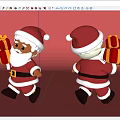 Santa Claus Sculpture Wearing Red Hats In Red Suits Holding Gift Boxes With Pink Background