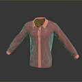 Red Long Sleeve Shirt with Pink Collar and Cuffs Minimalist Design Front View