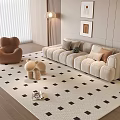 Cream Style Sofa Cartoon Sofa Bread Sofa Pillow Lazy Sofa Round Side 3d model