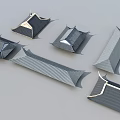 Traditional Chinese Architectural Components Various Shaped Roof Structures With Tile Patterns 3d model