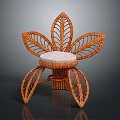 Flower Shaped Rattan Leisure Chair With Leaf Design And Round Seat