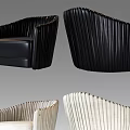 Modern Single Sofa With Black And Beige Pleated Upholstery Design 3d model