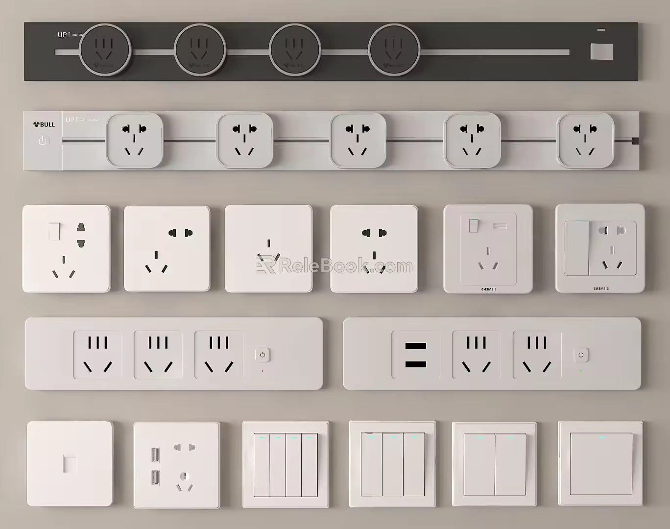 Modern switch socket rail socket 3d model