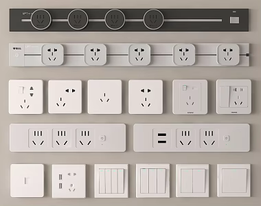 Modern switch socket rail socket 3d model