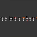 Game And Movie Character Wigs In Various Colors On Mannequin Head Display Arrangement