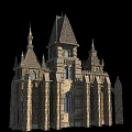 Ancient Gothic Architecture With Stone Spires Towers And Stained Glass Windows