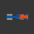 Orange and Blue Semi Truck 3D Model with Shiny Exterior and Cab Design