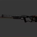 Modern Crossbow Weapon Design With Wooden Frame Metal Parts And Blue Accents