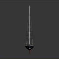 White Sailboat With Red Bottom And Tall Mast For Water Transportation