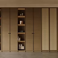 Modern Wooden Wardrobe With Open Shelves LED Lighting And Lattice Doors