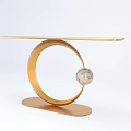 Modern Console Table Featuring White Marble Top Golden Metal Base And Crystal Sphere 3d model