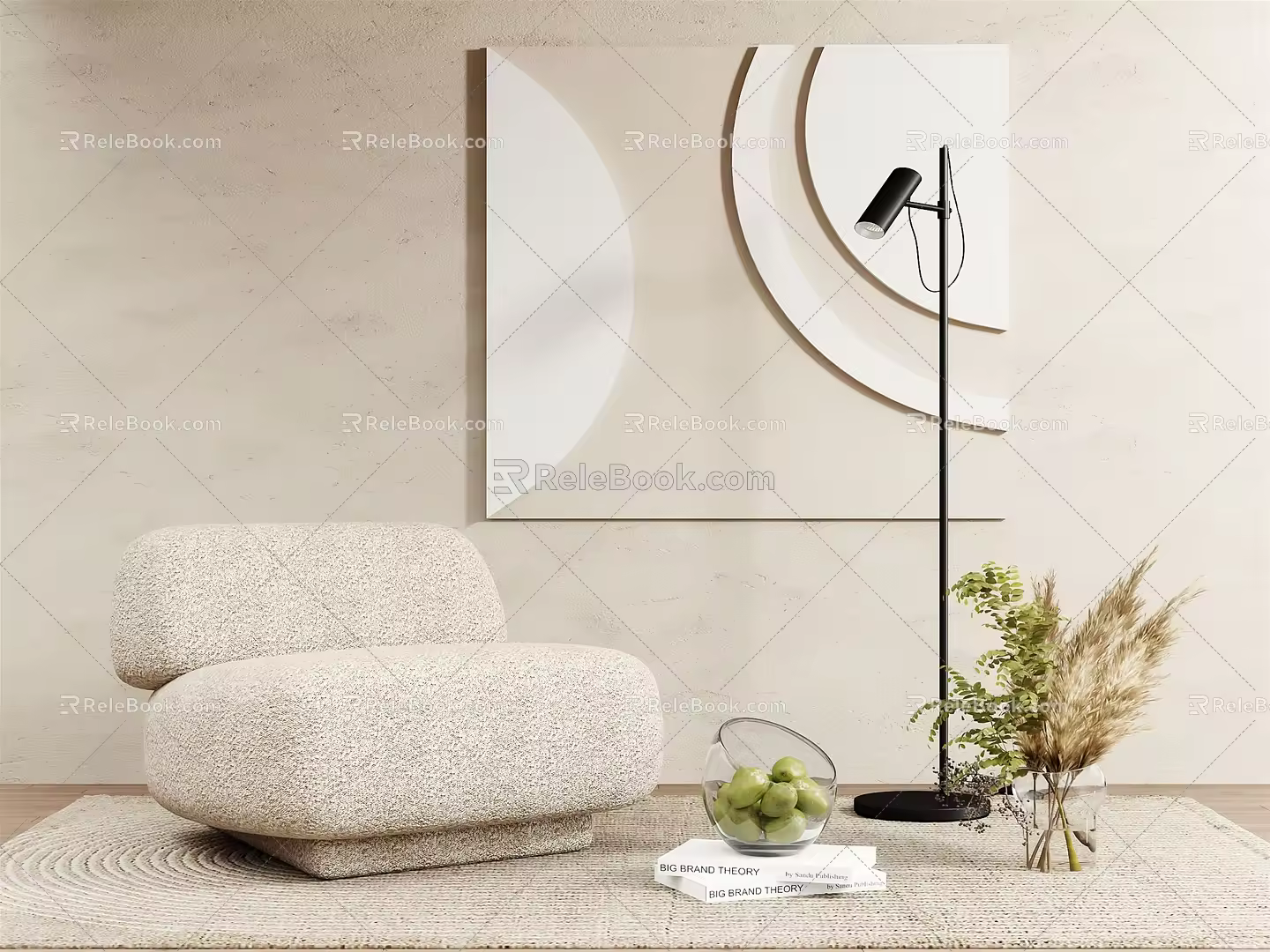 Qui single sofa leisure sofa stool 3d model