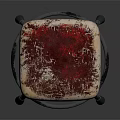 Padded Stool With Red Beige Seat And Metal Frame Design For Home Use