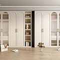 Modern White Wardrobe Interior Design With Glass Doors Open Shelving and Wooden Floor Decor
