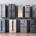 Modern Refrigerators In Various Colors And Styles Arranged On Display Wall