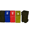 Public Facility Color Coded Recycling Bins for Paper Plastic and Can Waste