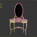 Elegant White Dressing Table With Oval Mirror Drawers And Curved Leg Design