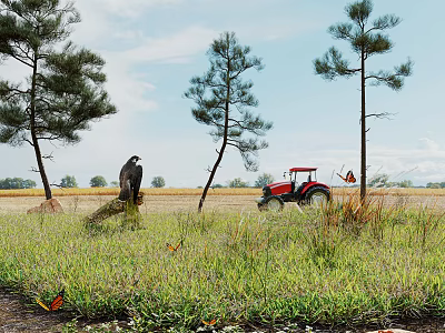 Modern grass outdoor sketch 3d model