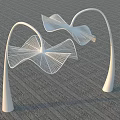 Modern White Sculptures with Curved Arch Design and Net Like Structure on Conical Bases