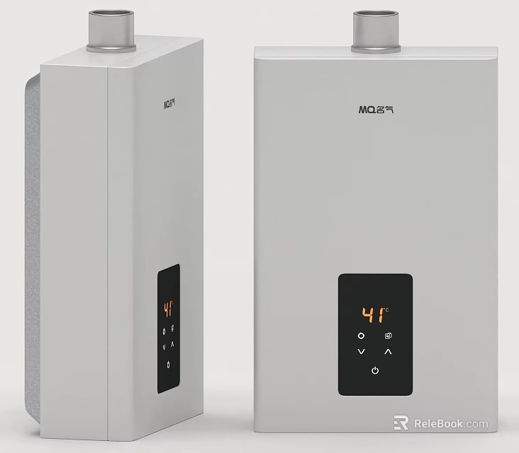 Two Modern Electric Water Heaters With Digital Display And White Finish 3d model 