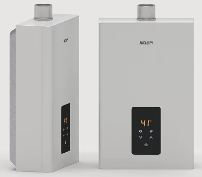 Two Modern Electric Water Heaters With Digital Display And White Finish 3d model