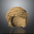 3D Character Creature Head Model With Orange Hairstyle And Sculpted Details
