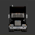 Black Heavy Duty Flatbed Truck With Extended Trailer Bed Multiple Wheels And Shiny Exterior