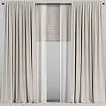 Light Gray Linen Curtains With Sheer Layer For Elegant Window Treatment 3d model