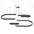 Modern Sleek Metal Chandelier With Spiral Curved Hanging Strips Design Fixture