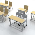 Wooden Top Tables With Metal Frame Chairs For Classroom Furniture Setup