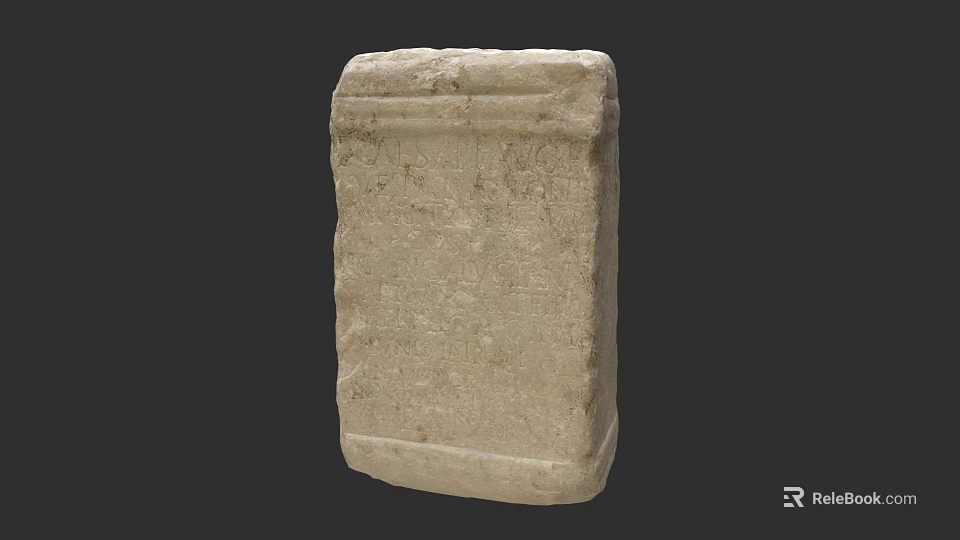 Intricate Stone Carving with Detailed Texture on Rectangular Block Design 3d model