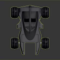 Black Streamlined Concept Race Car Model With Large Wheels And Modern Design