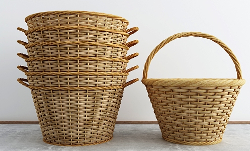 Modern Storage Basket Bamboo Storage Basket 3d model