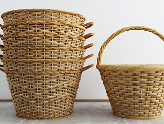 Modern Storage Basket Bamboo Storage Basket 3d model