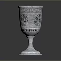 Silver Decorative Goblet with Intricate Engraved Patterns as Daily Life Essential Item