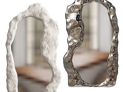 Modern Decorative Mirrors With Textured White Frame And Metallic Silver Frame For Artistic Home Decor 3d model