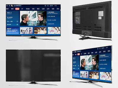Smart LED TV With Front Display Interface Back Panel And Stand Design 3d model