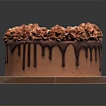 Delicious Chocolate Cake Topped With Flower Shaped Cream Decorations And Chocolate Drizzle On White Tray