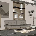 modern double sofa cream sofa 3d model