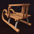 Wooden Sports Sled With Metal Supports And Ropes For Winter Activities