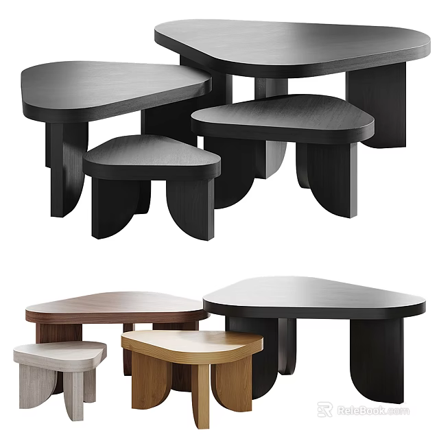 Modern Stylish Coffee Tables With Various Shapes And Color Combinations 3d model 