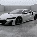 White Sports Car in Modern Indoor Space with Sleek Design Black Wheels and Sharp Front