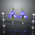 Decorative Household Accessories Featuring Blue Flowers And Pink Beaded Ornaments