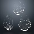 Modern Water Fountain With Transparent Sphere Shapes And Splash Effect On Dark Background