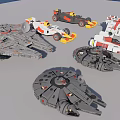 Assorted Building Blocks Models Including Spaceship Race Car And Fighter Jet 3d model