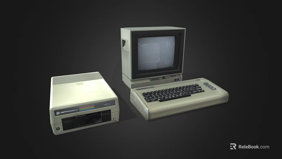 Vintage Retro Desktop Computer System With Monitor Tower Keyboard And Classic Design 3d model 