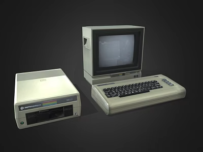Vintage Retro Desktop Computer System With Monitor Tower Keyboard And Classic Design 3d model
